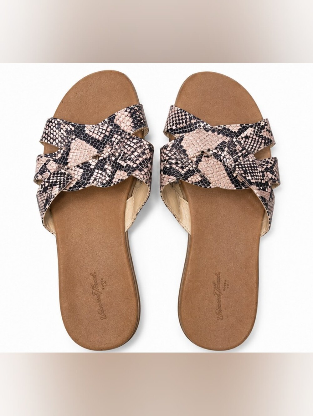 Universal Thread Women’s Snake Print Slide Sandals Size 9.5 Crisscross Straps